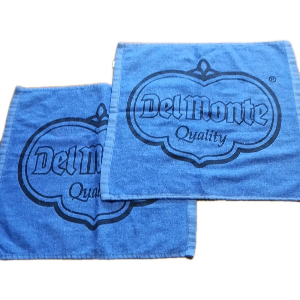 Vintage Del Monte Kitchen Towels Pair Blue Terry Cloth